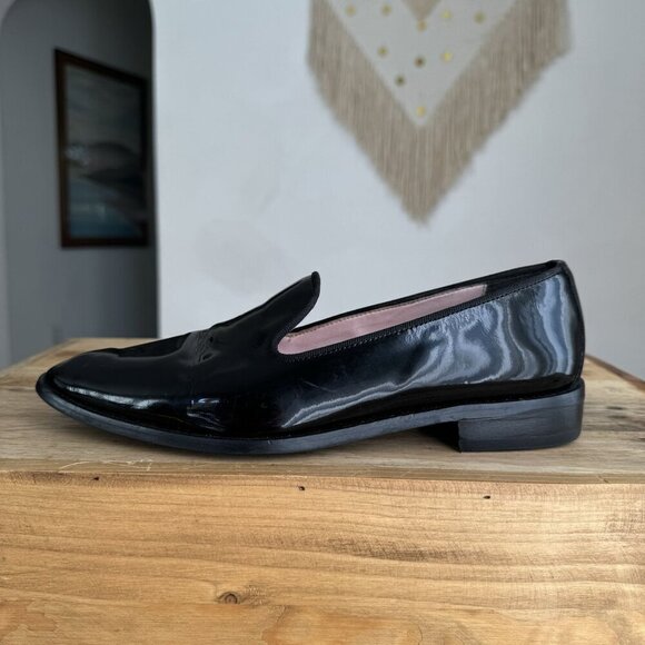Everlane The E2 Smoking Black Patent Leather Classic Preppy Evening Loafer - Picture 9 of 15